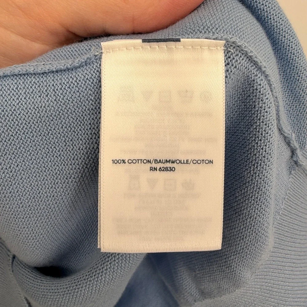 Lands End Shirt‎ Mens Supima Cotton Blue VNeck Coastal Preppy Lightweight M